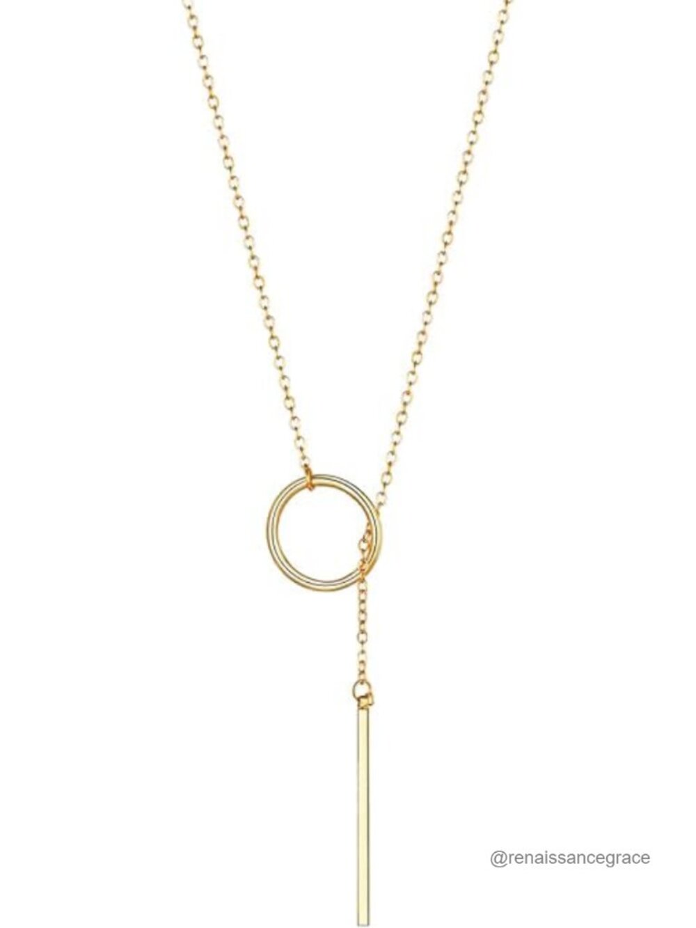 14K Gold Plated Lariat Y-Necklace Long Bar Pendant Necklace